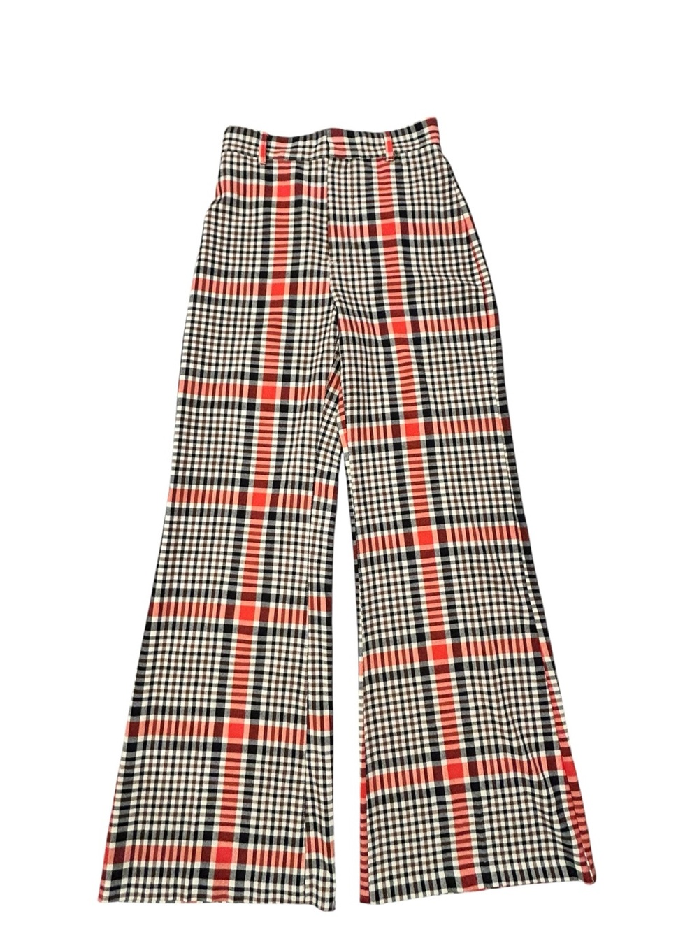 Free People Plaid Wide-Leg Pants Women’s 4 Polyester Viscose Academic Eclectic